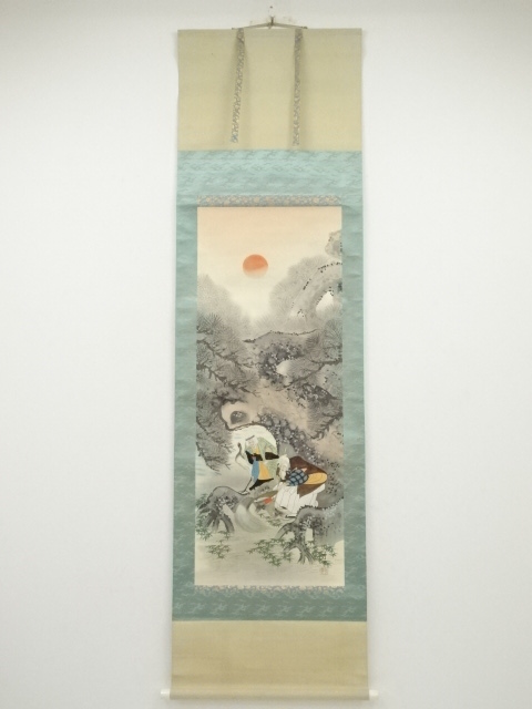 JAPANESE HANGING SCROLL / HAND PAINTED / TAKASAGO NOH PLAY